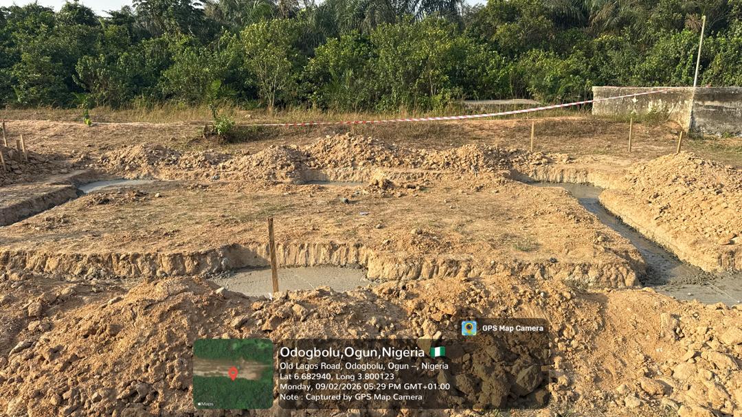 Foundation trenches set out and cast on a FAB's Associate site in Odogbolu, Ogun State